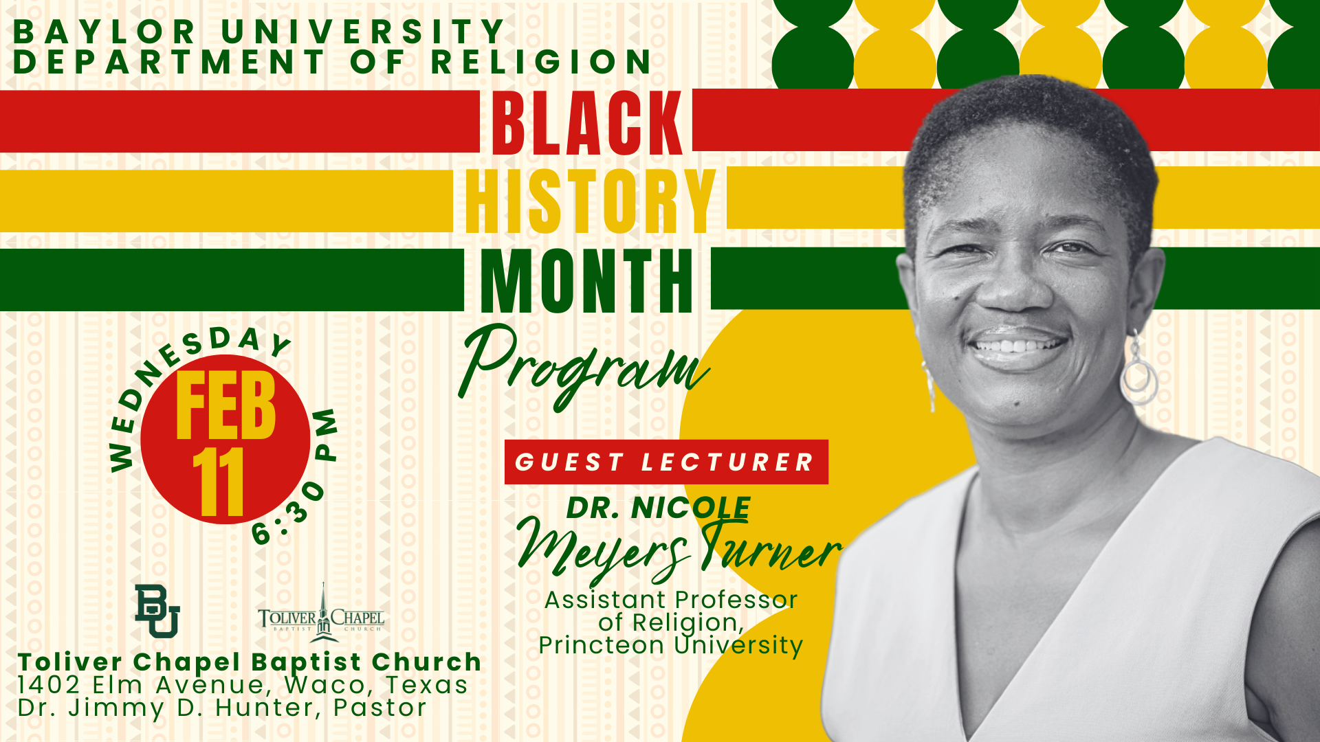 Baylor University Department of Religion Black History Month Program - February 11, 2026 at 6:30 PM featuring Dr. Nicole Meyers Turner